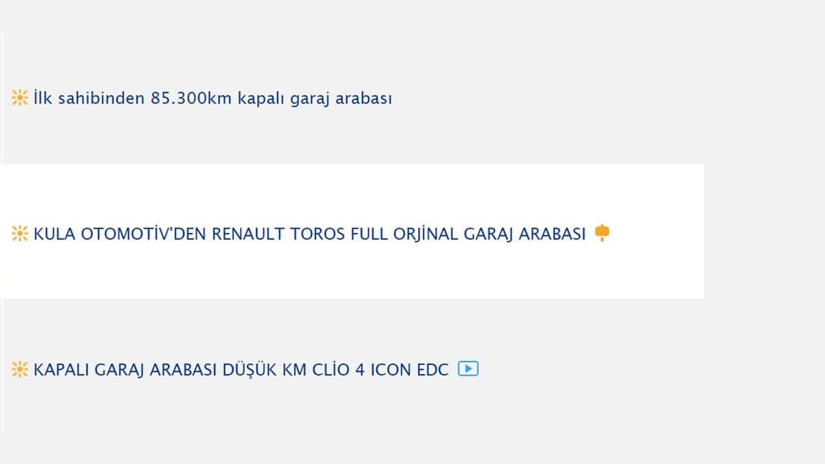 İkinci El Araç Satarken Kullanılan İlan Başlıkları