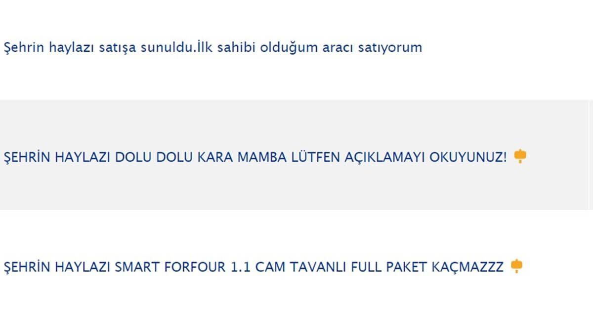 İkinci El Araç Satarken Kullanılan İlan Başlıkları