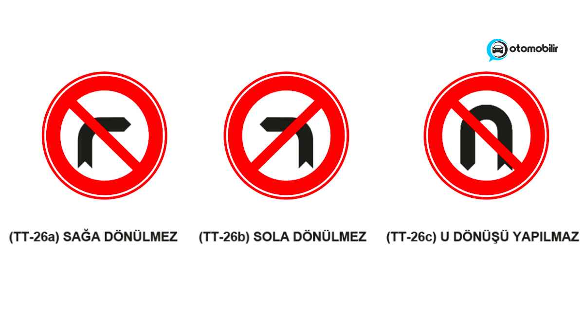 Sağa/Sola dönülmez ve U dönüşü yapılmaz levhaları