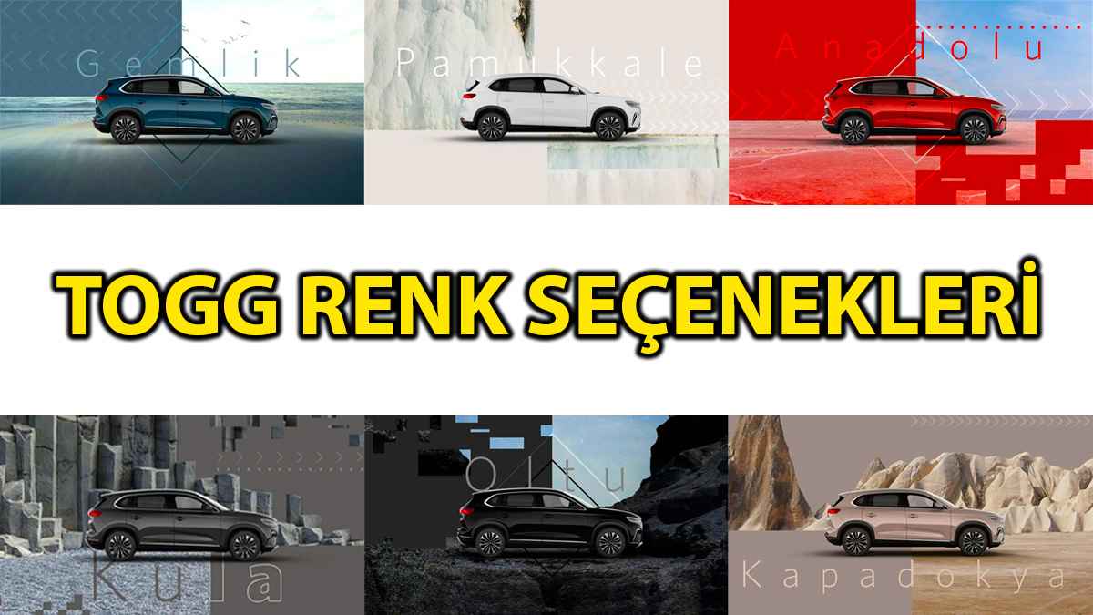 Togg'un Renk Seçenekleri Belli Oldu