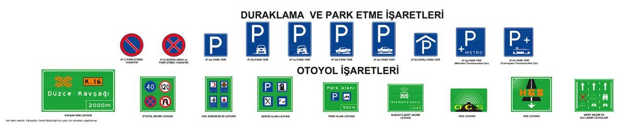 duraklama ve park etme işaretleri, otoyol işaretleri