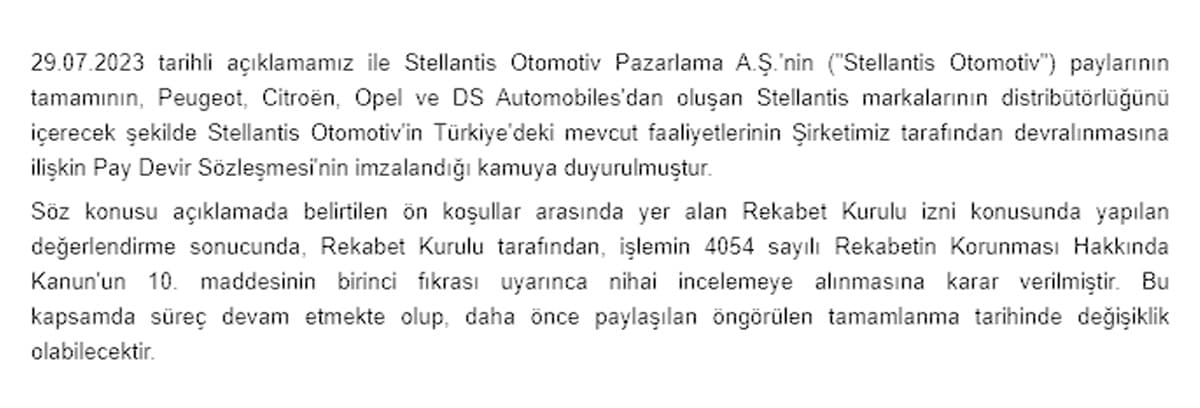 tofaş kap açıklaması