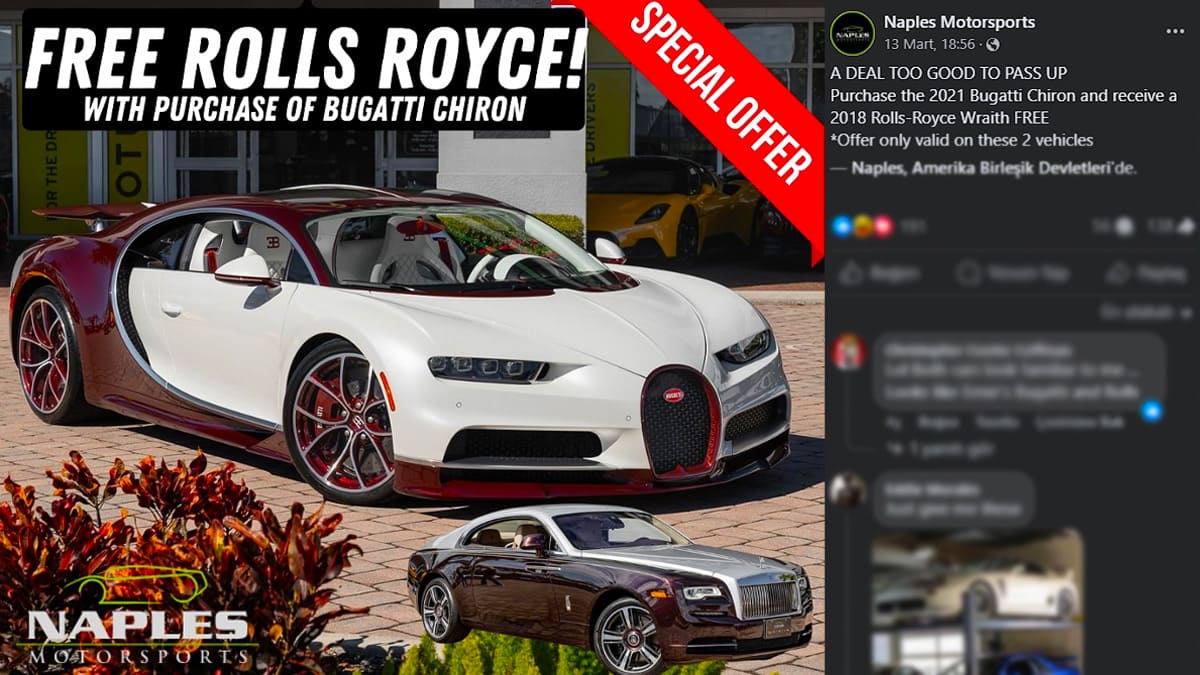 bugatti alana rolls-royce hediye